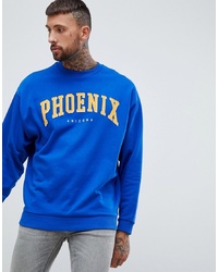 ASOS DESIGN Oversized Sweatshirt With City Print In Blue