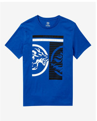 Express Blue Inverse Lion Graphic T Shirt