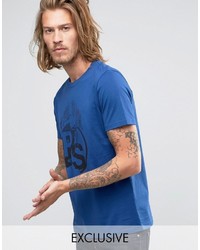 Paul Smith Ps By T Shirt With Ps Print In Slim Fit Indigo