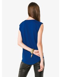 Balmain Blue Sleeveless Cotton T Shirt