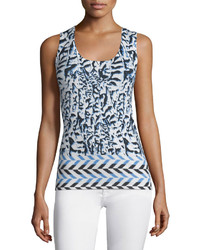 Neiman Marcus Cashmere Collection Arrow Printed Silkcashmere Slim Tank