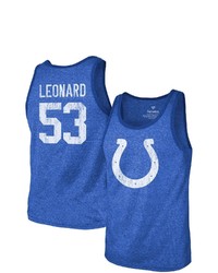 Majestic Threads Fanatics Branded Darius Leonard Royal Indianapolis Colts Name Number Tri Blend Tank Top