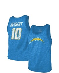 Majestic Threads Justin Herbert Heathered Powder Blue Los Angeles Chargers Name Number Tri Blend Tank Top At Nordstrom