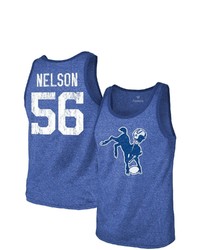 Majestic Threads Quenton Nelson Heathered Royal Indianapolis Colts Name Number Tri Blend Tank Top