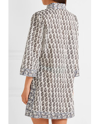 Tory Burch Scultura Printed Cotton Voile Tunic Navy