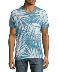 Blue Print V-neck T-shirt