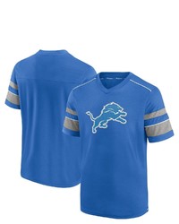 FANATICS Branded Blue Detroit Lions Textured Hashmark V Neck T Shirt