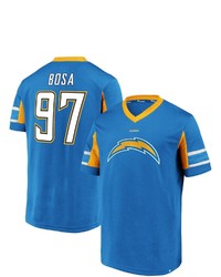 FANATICS Branded Joey Bosa Powder Blue Los Angeles Chargers Hashmark Player Name Number V Neck Top