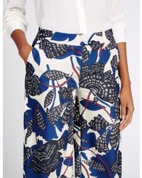 Marks and Spencer Printed Wide Leg Trousers