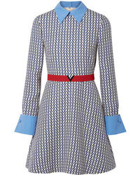 Blue Print Wool Shift Dress