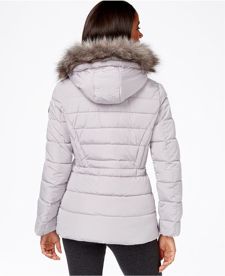 Petite Faux-Fur-Trim Hooded Puffer Coat - Pharmyaring