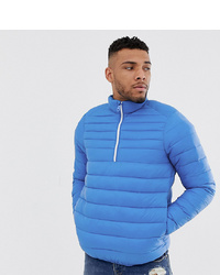 Pull&Bear Lightweight Overhead Quilted Jacket In Blue