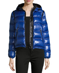 Burberry Mapleford 2 In 1 Glossy Puffer Jacket W Zip Off Sleeves Blue