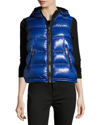 Burberry Mapleford 2 In 1 Glossy Puffer Jacket W Zip Off Sleeves Blue
