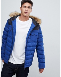 Burton Menswear Puffer Jacket With Cut Sew Detail In Blue