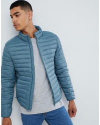Pull&Bear Quilted Jacket In Blue