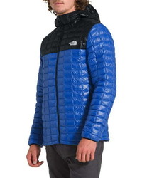 north face blue and black puffer jacket