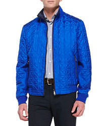Brioni Quilted Reversible Bomber Jacket Cobaltnavy Mini Tonal Houndstooth