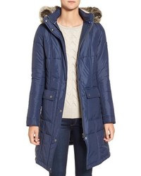 Barbour Icefield Faux Fur Trim Quilted Long Coat