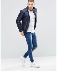 Blend of America Blend Quilted Jacket Nylon Diamond Stitch In Navy