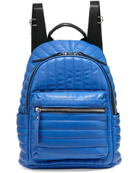 Blue Quilted Leather Backpack