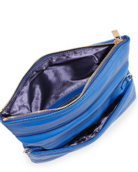 Neiman Marcus Quilted Fold Over Clutch Bag Cobalt