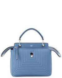 Fendi Dotcom Click Mini Quilted Crossbody Bag Light Blue