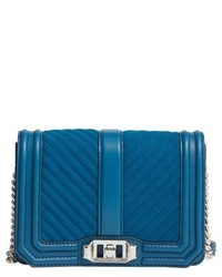 Rebecca Minkoff Small Love Chevron Quilted Leather Crossbody Bag Blue