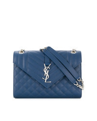 Blue Quilted Leather Satchel Bag