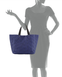 Neiman Marcus Star Quilted Tote Bag Navy