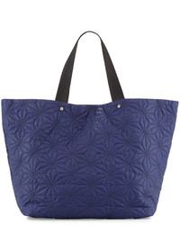 Neiman Marcus Star Quilted Tote Bag Navy