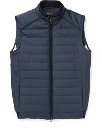 Blue Quilted Suede Gilet