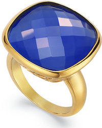 14k Gold Over Sterling Silver Ring Blue Chalcedony Ring