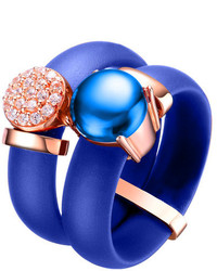 Alberto Moore Sky Blue Stone Simulated Diamond Layered Ring