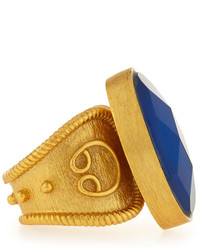 Stephanie Kantis Casablanca 24k Gold Dipped Oval Crystal Cocktail Ring Blue