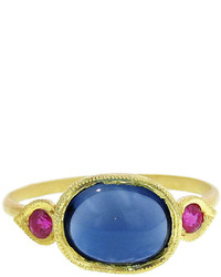 Ilai Blue Topaz Kella Ring With Ruby Accents