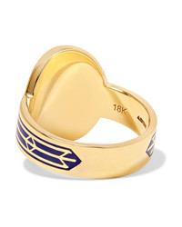 Foundrae Karma 18 Karat Gold Diamond And Enamel Ring