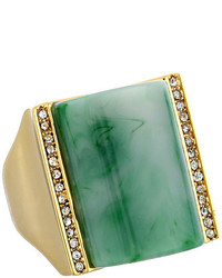 GUESS Large Rectangular Stone With Crystal Sides Ring