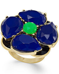 Kate Spade New York Gold Tone Blue Green Stone Flower Ring