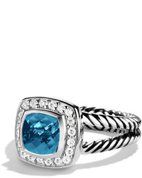 David Yurman Petite Albion Ring With Hampton Blue Topaz And Diamonds