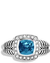 David Yurman Petite Albion Ring With Hampton Blue Topaz And Diamonds
