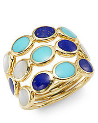 Ippolita Polished Rock Candy Lapis Turquoise Mother Of Pearl 18k Yellow Gold Ring