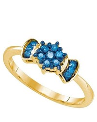 SEA Of Diamonds 025ct Blue Diamond Flower Ring