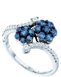 SEA Of Diamonds 075ct Blue Diamond Flower Ring