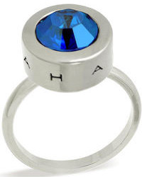 T Tahari Silver Tone Blue Montana Crystal Ring