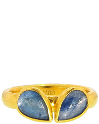 Gurhan Unique Double Pale Blue Sapphire Stacking Ring 24 Karat Yellow Gold