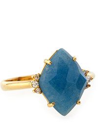 Vianna Brasil 18k Gold Blue Quartz Ring W Diamonds Size 725