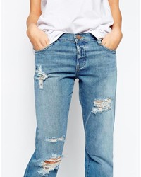 Brady Asos Jeans Asos Slim Boyfriend Jeans In Miles Midwash With Rips
