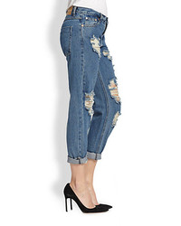 One Teaspoon Awesome Baggies Distressed Cropped Boyfriend Jeans