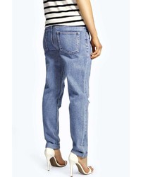 Boohoo Sara Relaxed Fit Patchwork Boyfriend Jeans